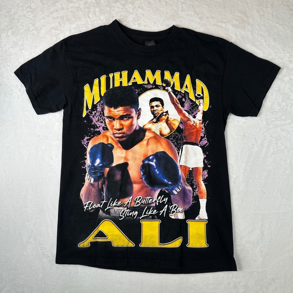 Muhammad Ali Float Like A Butterfly Sting Like A Bee Graphic T-Shirt Black M